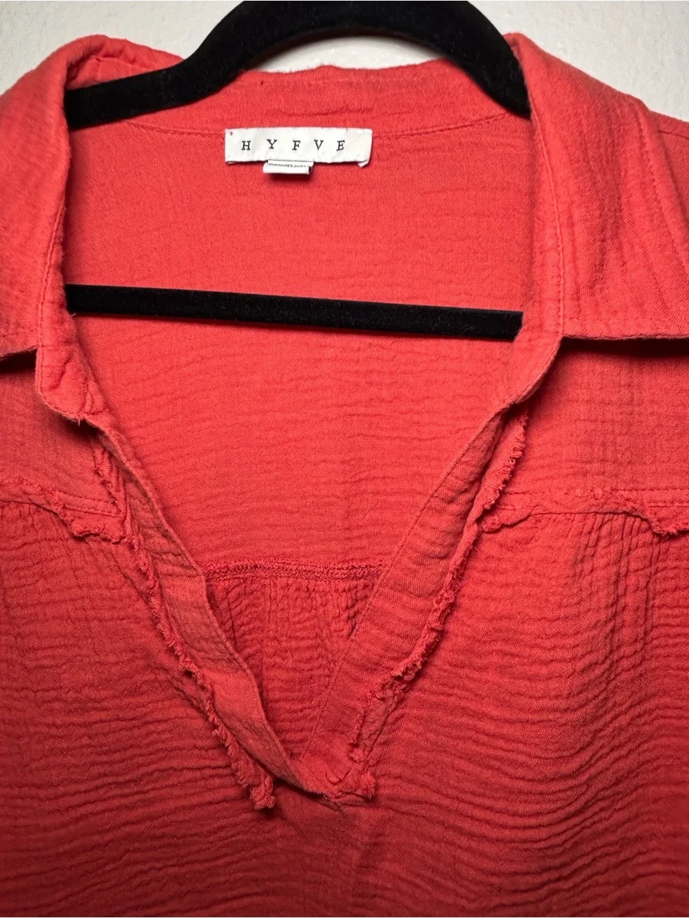 HYFVE Coral Red V-Neck Lightweight Tunic Top